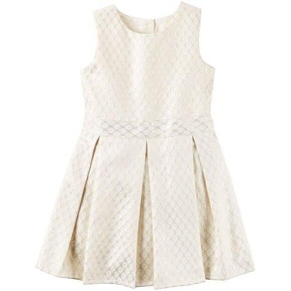 Carter’s Baby Girls Gold Metallic Floral Embroidery Special Occasion Dress 6M - Picture 1 of 5